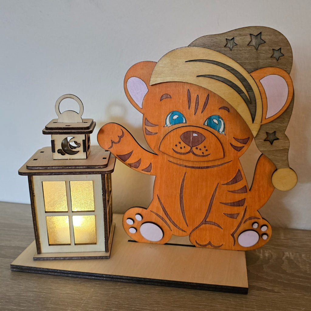 Personalisierbare Kinder-Nacht-Lampe aus Holz