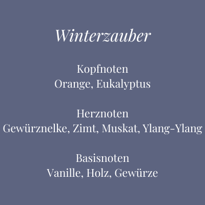 Duftnoten der Kerze Winterzauber – winterlicher Duft mit Orange, Zimt, Ylang-Ylang und Vanille – Aromadeko