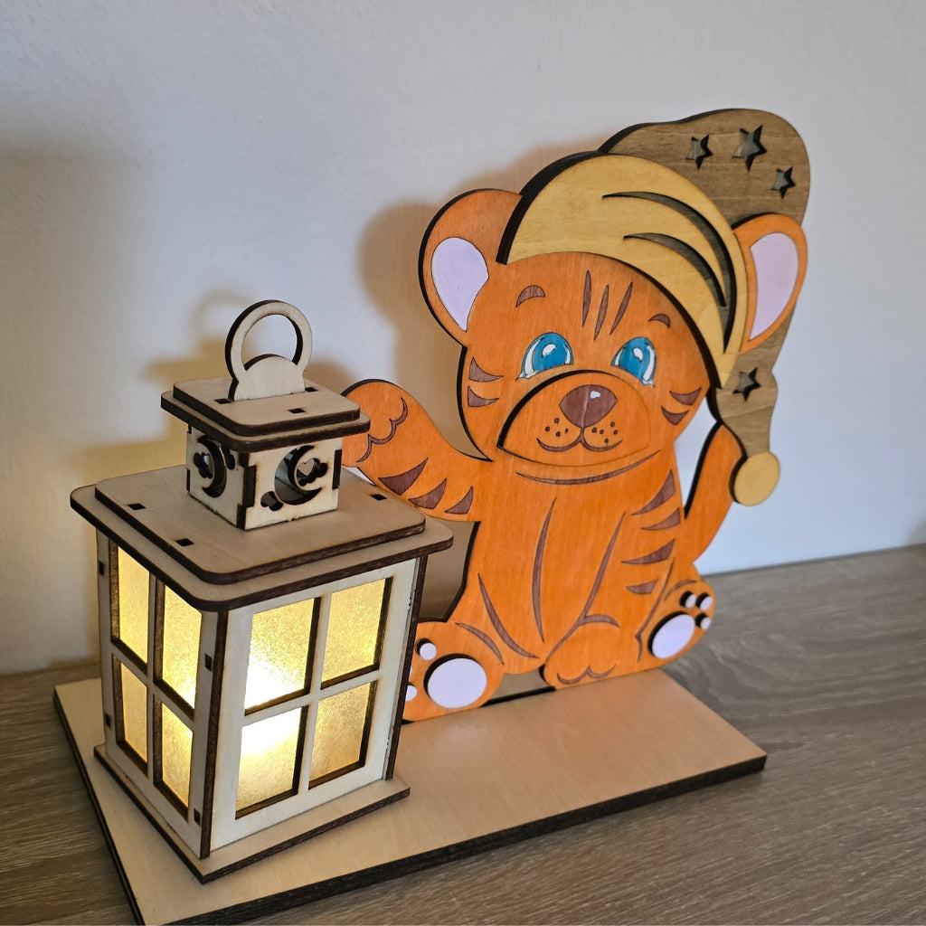 Personalisierbare Kinder-Nacht-Lampe aus Holz