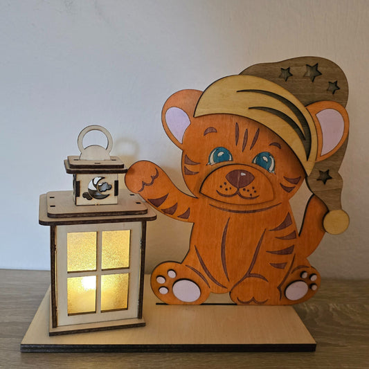 Personalisierbare Kinder-Nacht-Lampe aus Holz