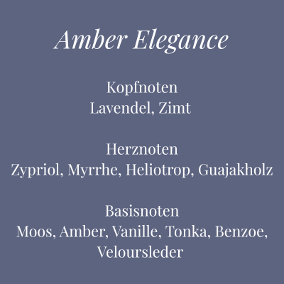 Bild mit Duftnoten der Kerze Amber Elegance – eleganter, warmer Duft mit Amber, Heliotrop und Vanille – Aromadeko