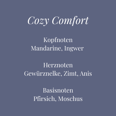 Duftübersicht der Kerze Cozy Comfort – gemütlicher Duft mit Mandarine, Anis und Moschus – Aromadeko