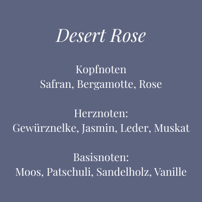 Bild mit Duftzusammensetzung der Kerze Desert Rose – orientalisch-blumiger Duft mit Safran und Vanille – Aromadeko