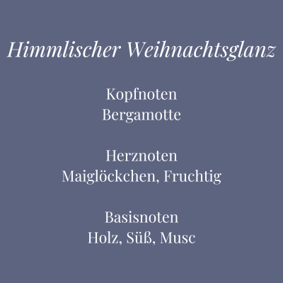 Duftkomposition der Kerze Himmlischer Weihnachtsglanz – festlicher Duft mit Maiglöckchen, Holz und süßen Noten – Aromadeko