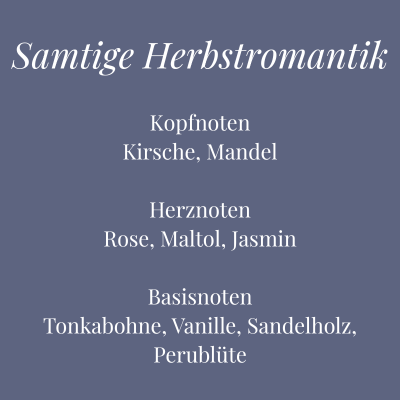 Duftnotenbild der Kerze Samtige Herbstromantik – süß-warme Mischung mit Kirsche, Mandel und Tonkabohne – Aromadeko
