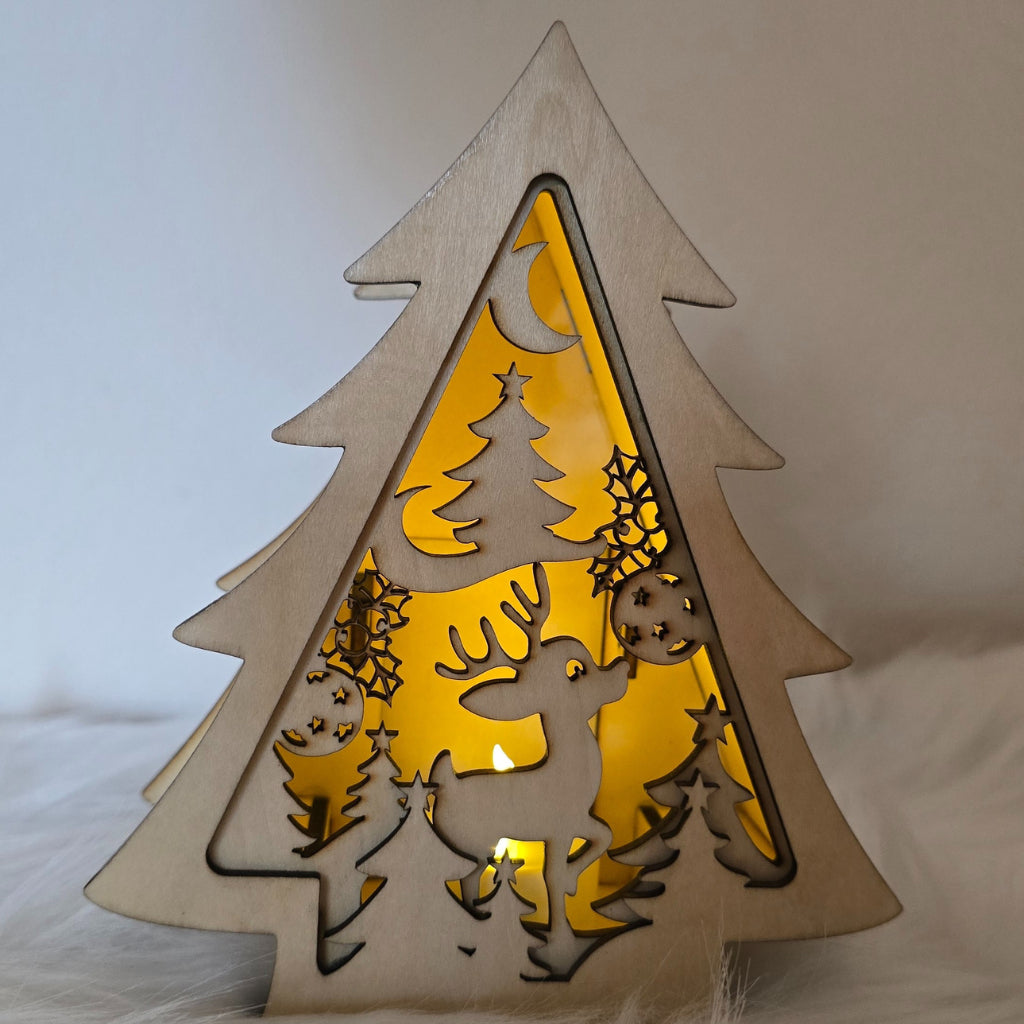 Tannenbaum-Teelichthalter aus Holz – Handgemachte Weihnachtsdeko