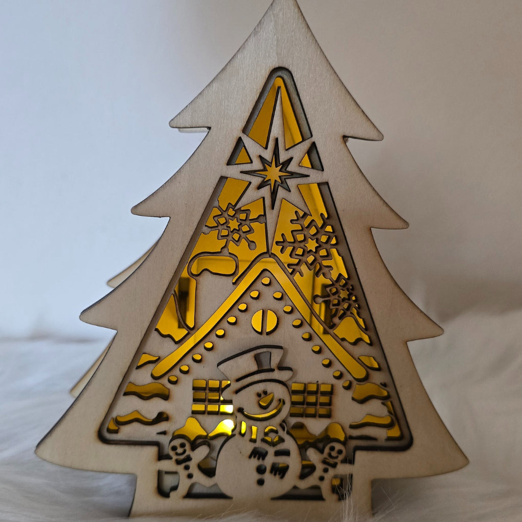 Tannenbaum-Teelichthalter aus Holz – Handgemachte Weihnachtsdeko