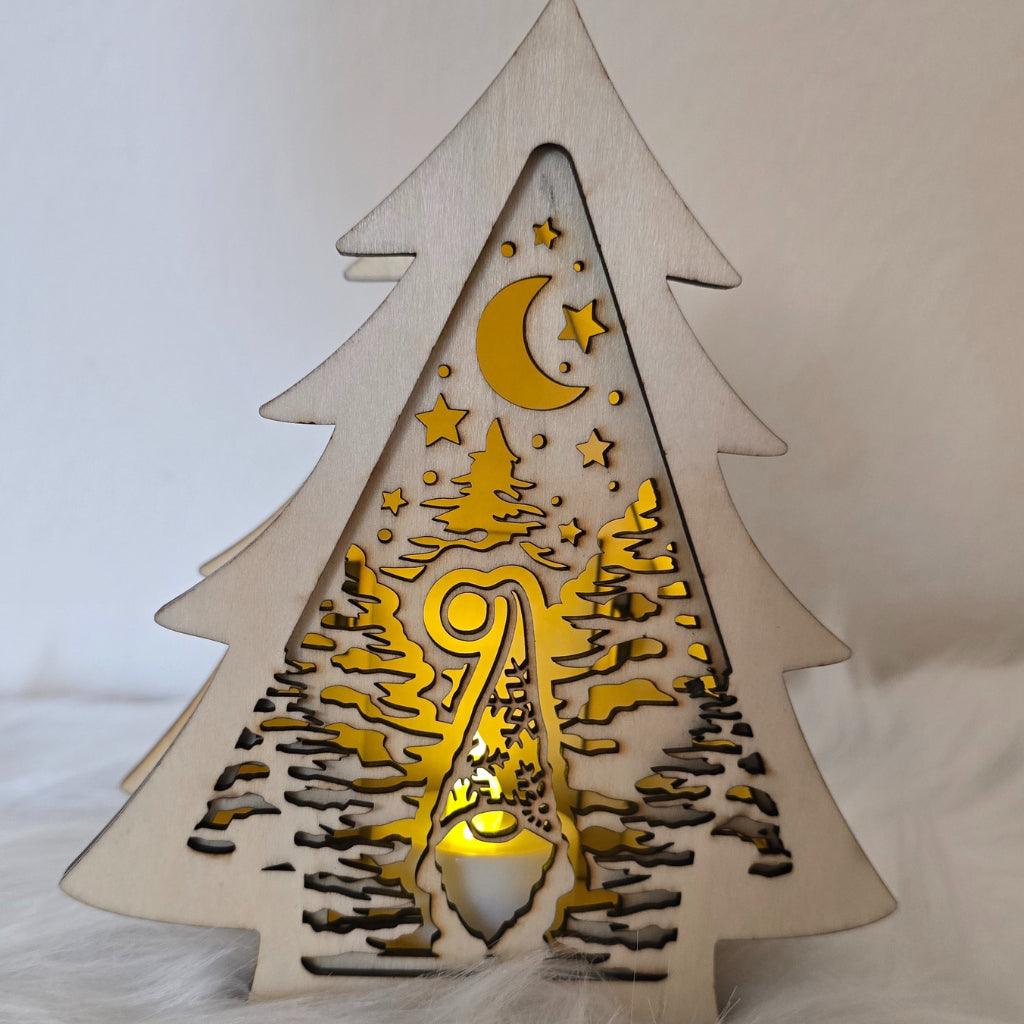 Tannenbaum-Teelichthalter aus Holz – Handgemachte Weihnachtsdeko