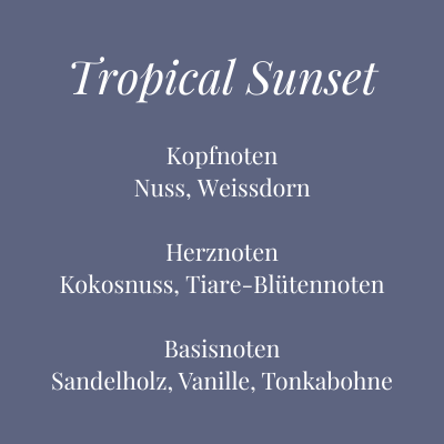 Duftkomposition der Kerze Tropical Sunset – exotischer Kokosduft mit Nuss und Tiaré-Blüte – Aromadeko