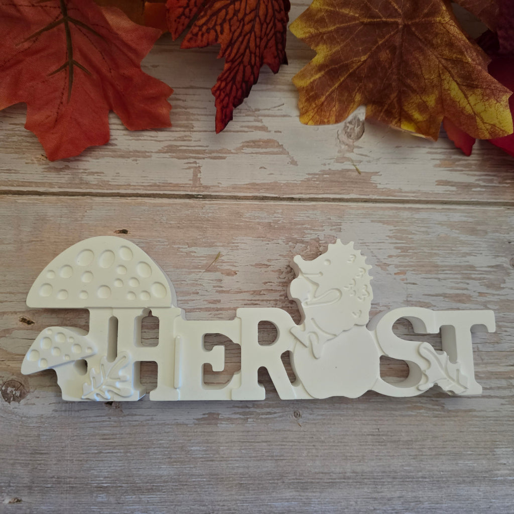 Deko Schriftzug Herbst mit Igel