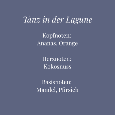 Bild der Duftkomposition der Duftkerze Tanz in der Lagune. Frischer, warmer Sommerduft mit Ananas, Kokosnuss und Mandel. 